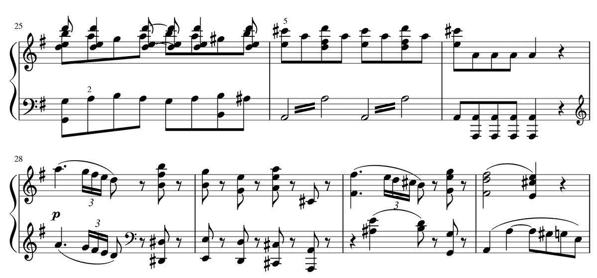 アイネ・クライネ・ナハトムジーク第一楽章55小節分 K.525 ピアノ無料楽譜03