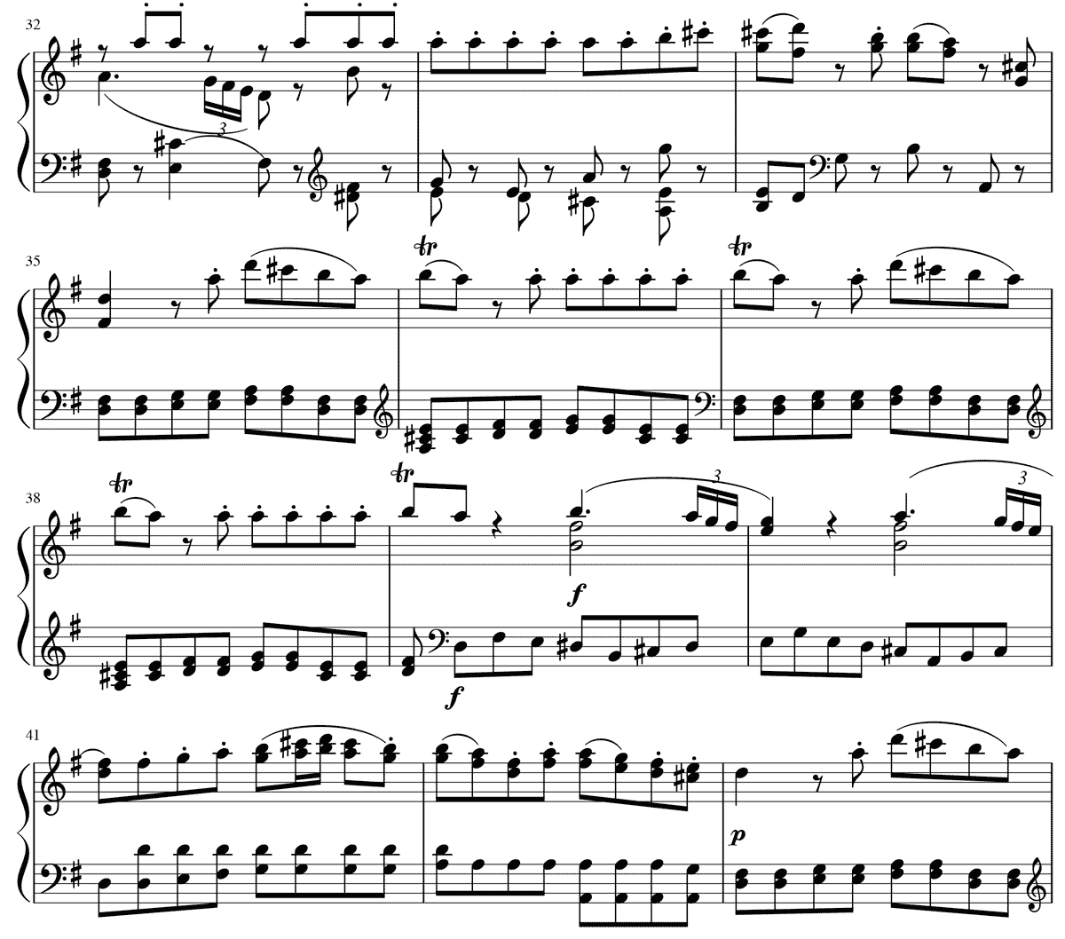 アイネ・クライネ・ナハトムジーク第一楽章55小節分 K.525 ピアノ無料楽譜04