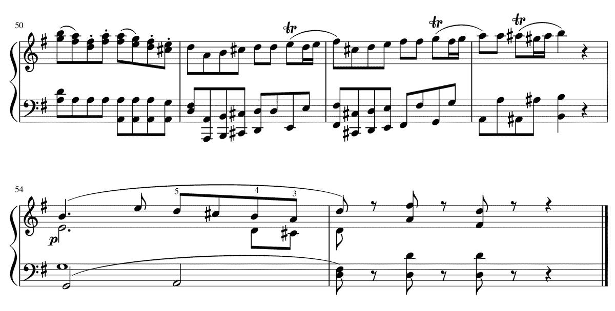 アイネ・クライネ・ナハトムジーク第一楽章55小節分 K.525 ピアノ無料楽譜06