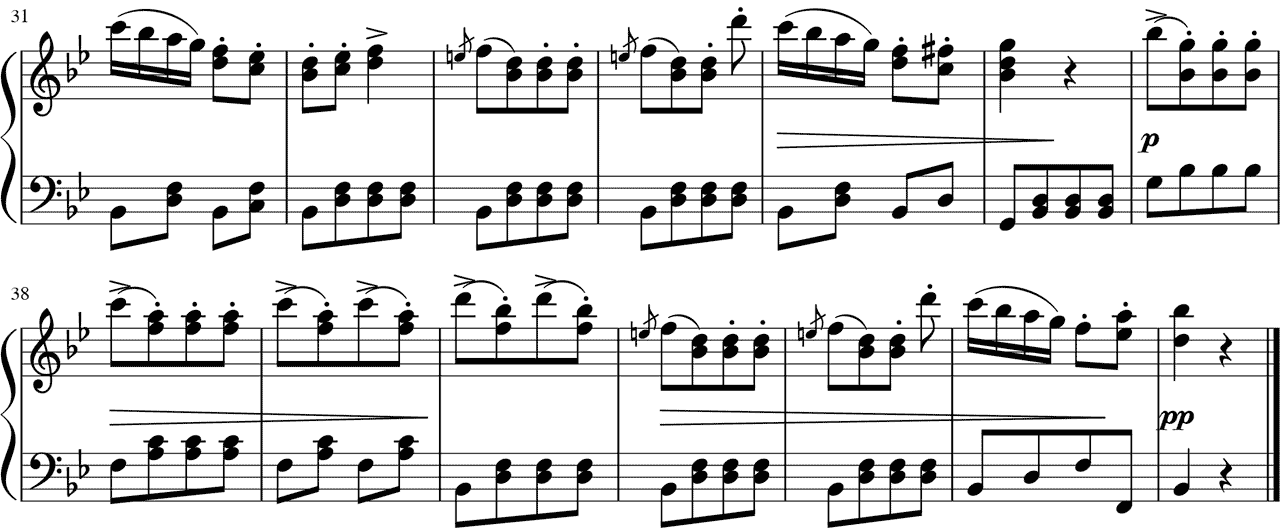 ベートーヴェン「トルコ行進曲」変ロ長調 ピアノ無料楽譜3