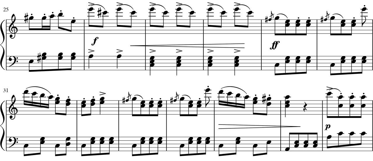 ベートーヴェン「トルコ行進曲」ハ長調 ピアノ無料楽譜3