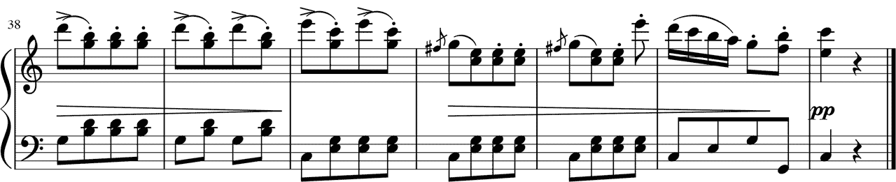 ベートーヴェン「トルコ行進曲」ハ長調 ピアノ無料楽譜4